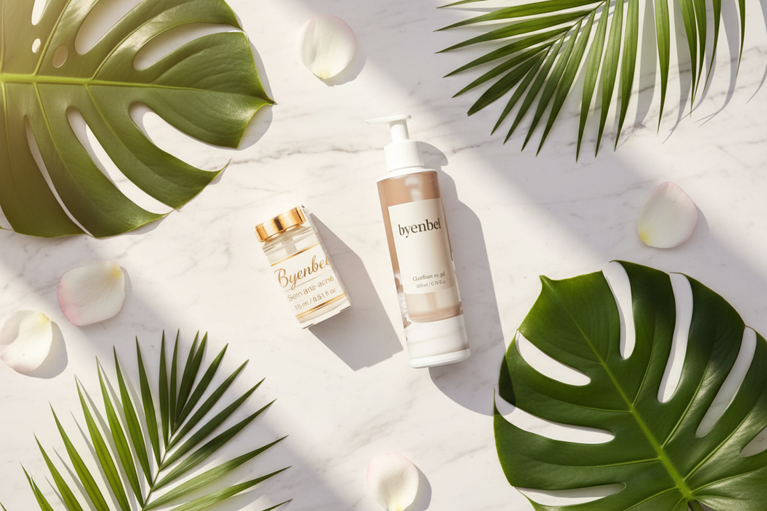 Produits skincare naturels Byenbel pour une routine visage d'été – sérum, crème et protection solaire