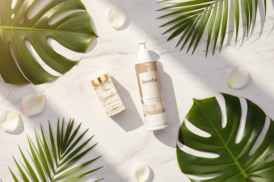 Produits skincare naturels Byenbel pour une routine visage d'été – sérum, crème et protection solaire